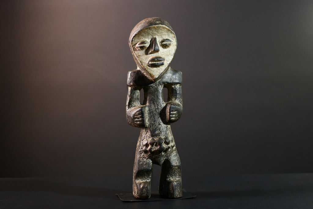 African tribal figure Lega statue Congo carved wood art sculpture symbolic spirit decor ancestral ethnic ritual carving gift-G5623