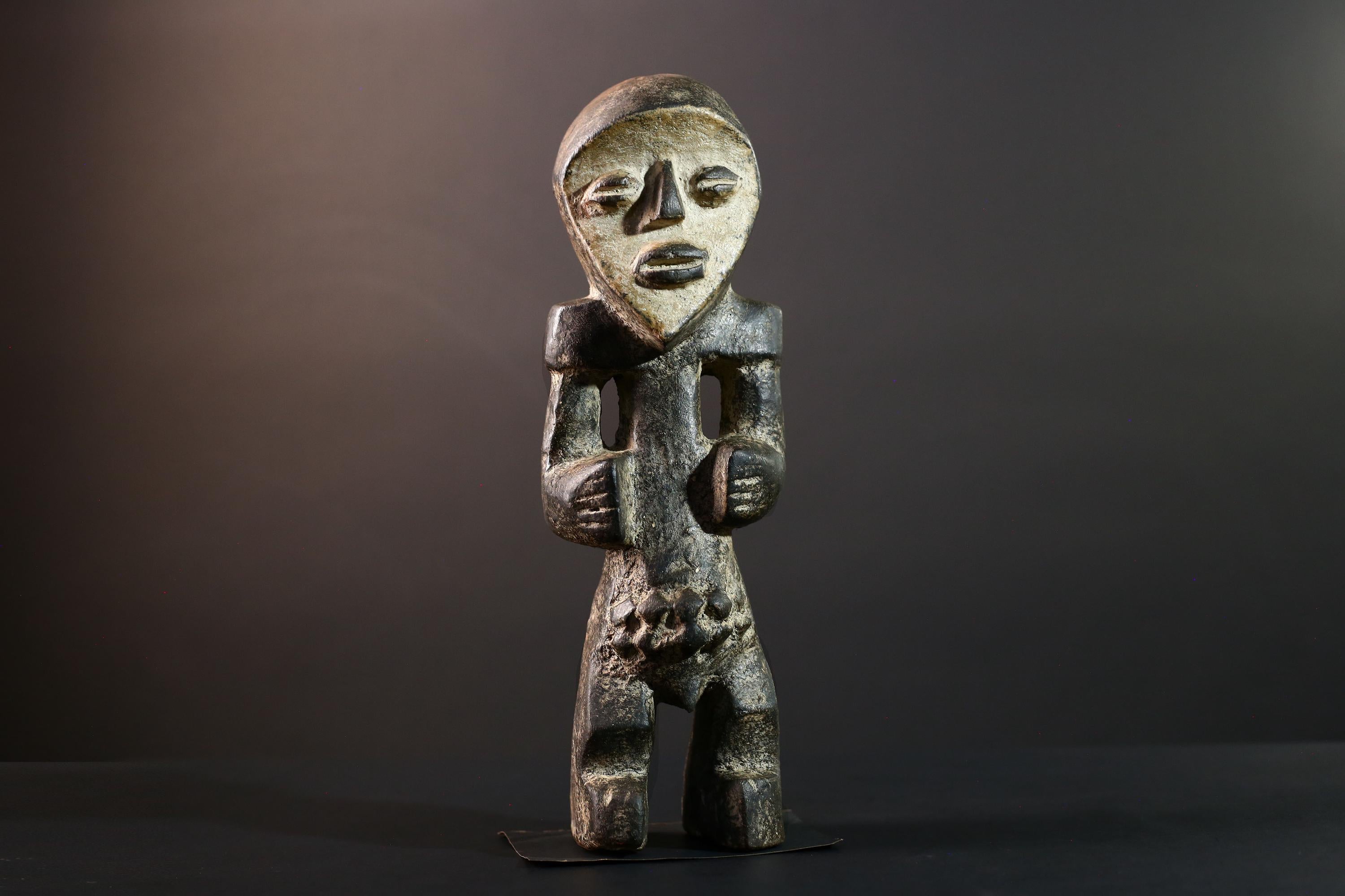 African tribal figure Lega statue Congo carved wood art sculpture symbolic spirit decor ancestral ethnic ritual carving gift-G5623