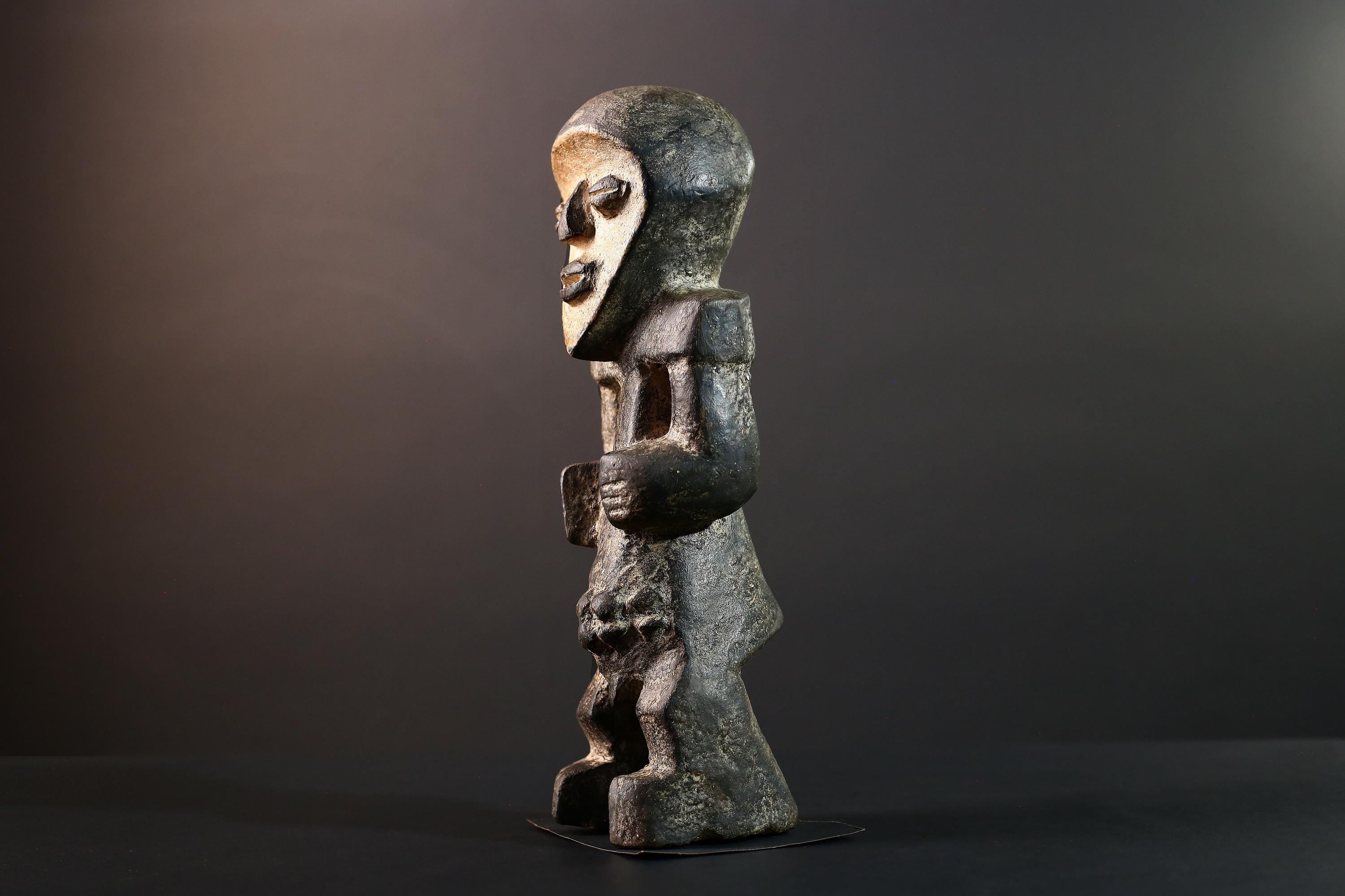 African tribal figure Lega statue Congo carved wood art sculpture symbolic spirit decor ancestral ethnic ritual carving gift-G5623