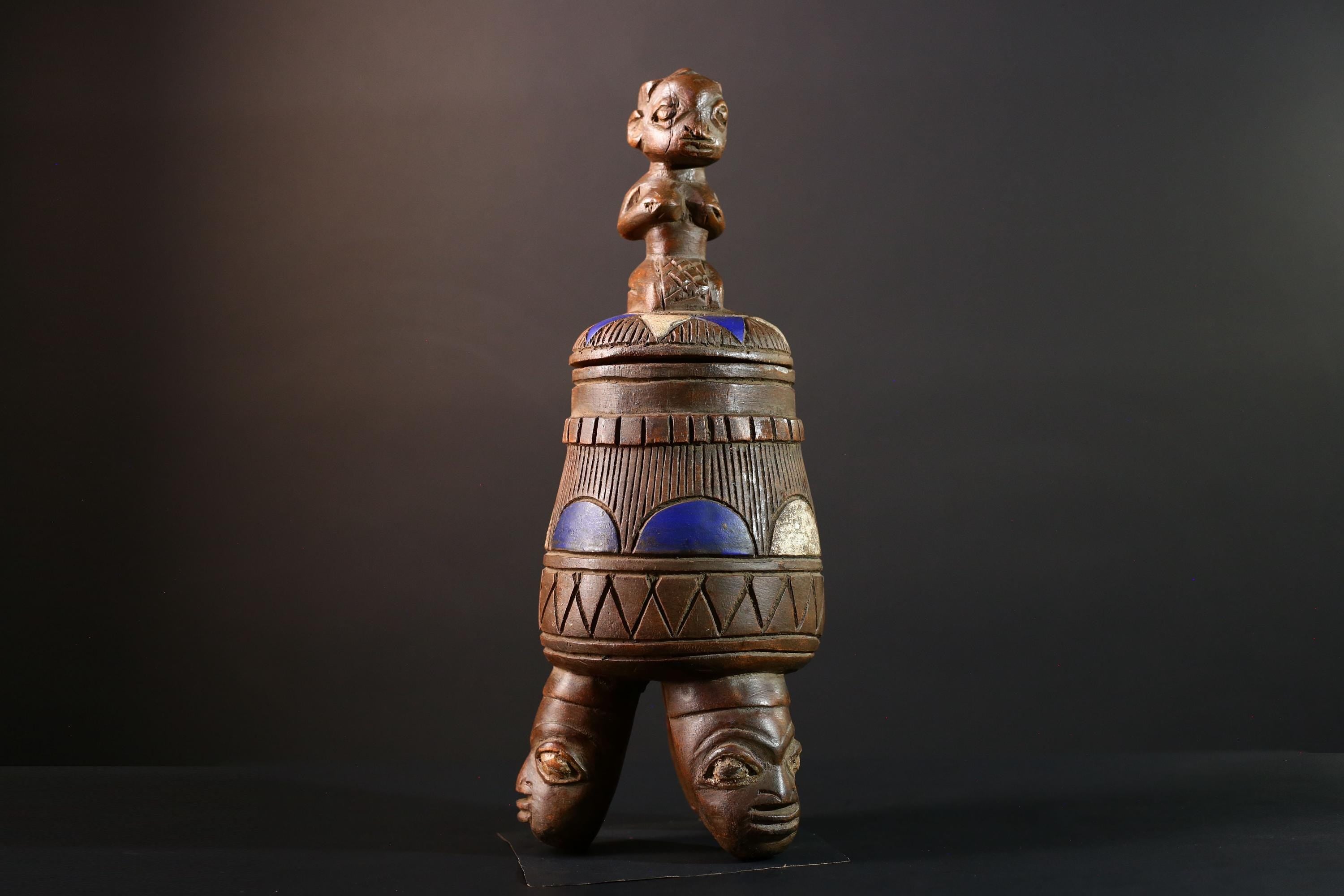 African Yoruba Container Female Figure Sculpture Tribal Carved Wood Art Nigeria Spiritual Decor Collectible Cultural Piece-G5638