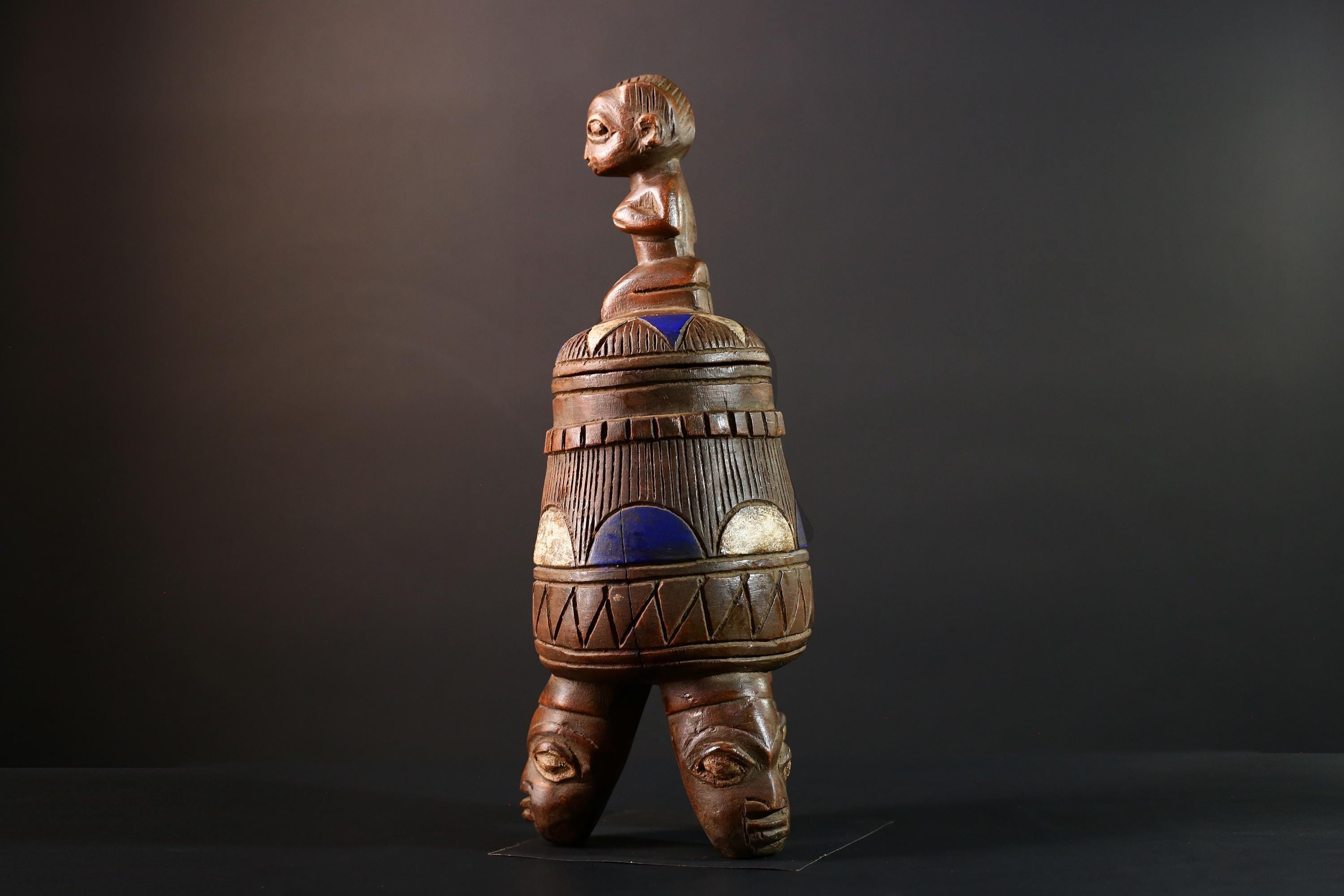 African Yoruba Container Female Figure Sculpture Tribal Carved Wood Art Nigeria Spiritual Decor Collectible Cultural Piece-G5638