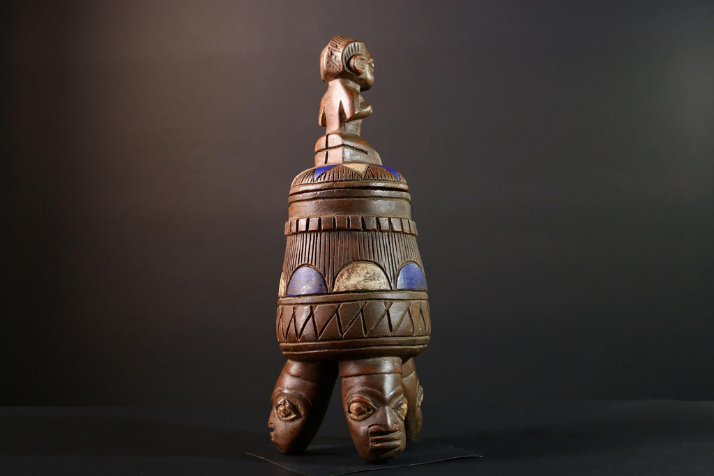 African Yoruba Container Female Figure Sculpture Tribal Carved Wood Art Nigeria Spiritual Decor Collectible Cultural Piece-G5638