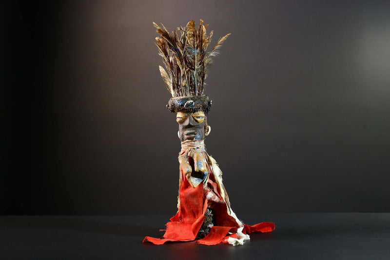 African Kongo Nail Fetish Nkisi Nkondi Sculpture Wall Art Home Decor Vintage Wood Tribal Ritual Figure Unique Collectible Rare Art-G5726