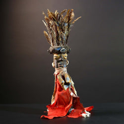 African Kongo Nail Fetish Nkisi Nkondi Sculpture Wall Art Home Decor Vintage Wood Tribal Ritual Figure Unique Collectible Rare Art-G5726