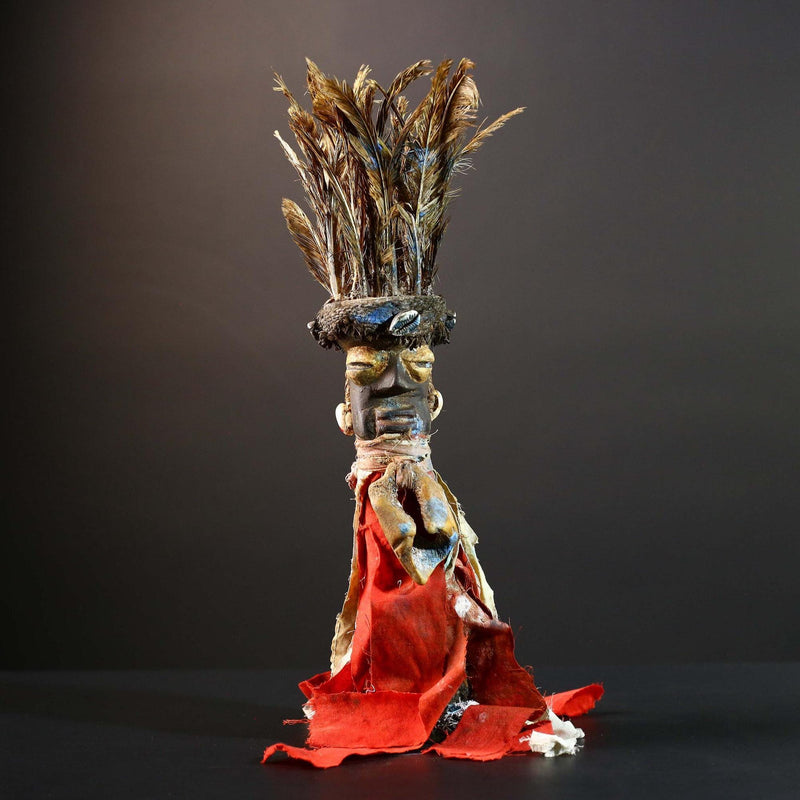 African Kongo Nail Fetish Nkisi Nkondi Sculpture Wall Art Home Decor Vintage Wood Tribal Ritual Figure Unique Collectible Rare Art-G5726