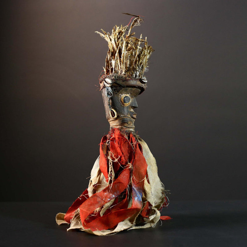 African Kongo Nail Fetish Nkisi Nkondi Sculpture Wall Art Home Decor Vintage Wood Tribal Ritual Figure Unique Collectible Rare Art-G5727