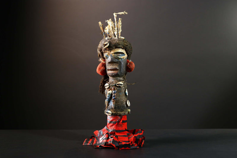 African Power Figure Statue Ritual Bakongo Kongo Tribal Fetish Congo Nkisi Sculpture Wood Carved Art Spirit Shrine Decor-G5732