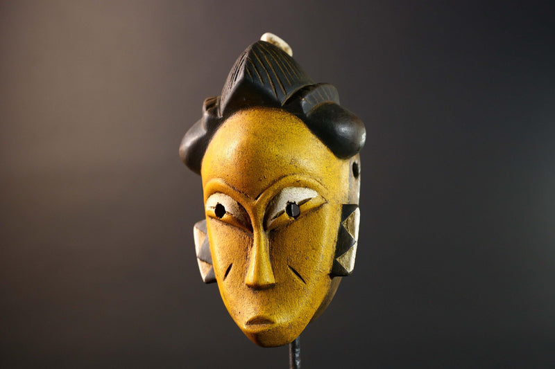 African Guro hair mask wood sculpture vintage tribal wall art handmade craft piece collectible décor statement piece unique design -G5738