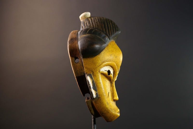 African Guro hair mask wood sculpture vintage tribal wall art handmade craft piece collectible décor statement piece unique design -G5738