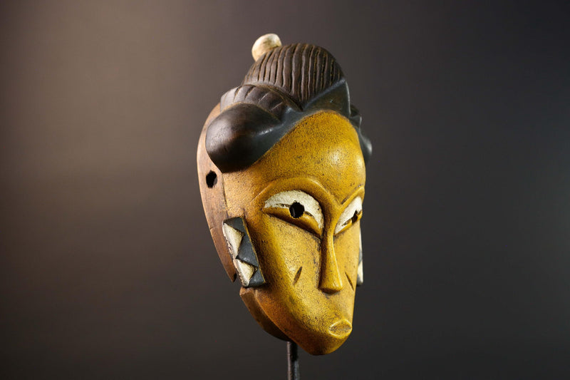 African Guro hair mask wood sculpture vintage tribal wall art handmade craft piece collectible décor statement piece unique design -G5738
