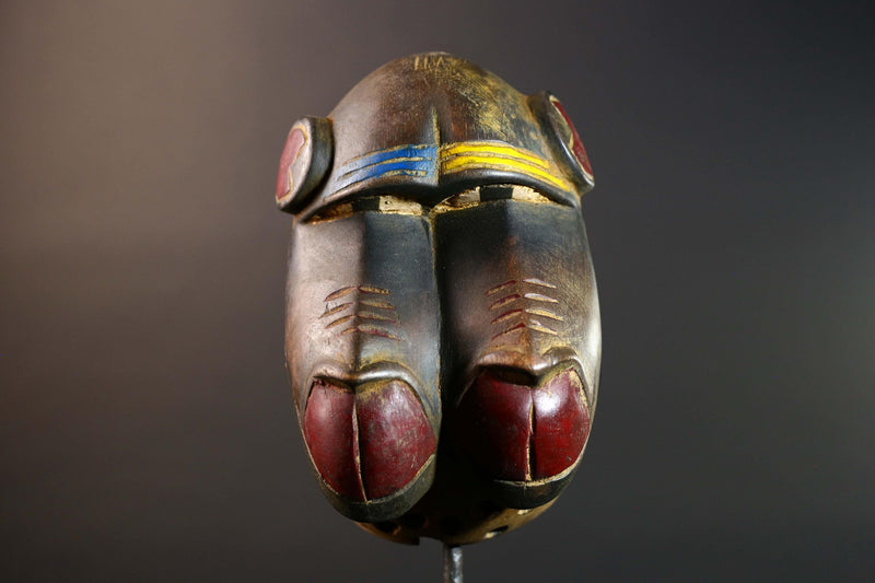 African Guro mask wood wall art vintage tribal decor collectible accent piece sculpture unique statement art handcrafted piece fine-G5739