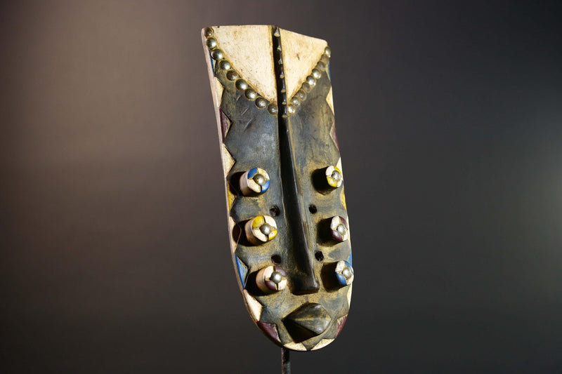 African Grebo mask wood sculpture vintage tribal wall art handcrafted home decor collectible statement art piece quality accent unique-G5740