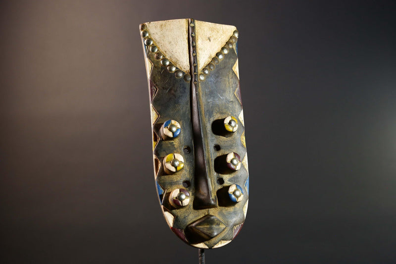 African Grebo mask wood sculpture vintage tribal wall art handcrafted home decor collectible statement art piece quality accent unique-G5740