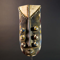 African Grebo mask wood sculpture vintage tribal wall art handcrafted home decor collectible statement art piece quality accent unique-G5740