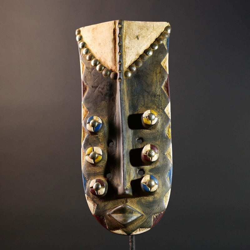 African Grebo mask wood sculpture vintage tribal wall art handcrafted home decor collectible statement art piece quality accent unique-G5740