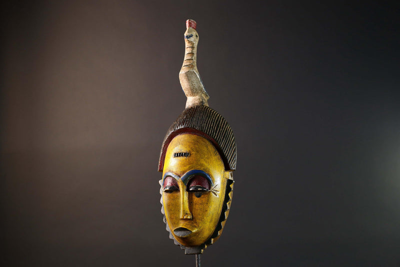 African Guro wooden Mask Tribal Face Home Decor Sculpture Vintage Wall Art Gift Hand Carved Authentic Cultural Ornamental-G5744