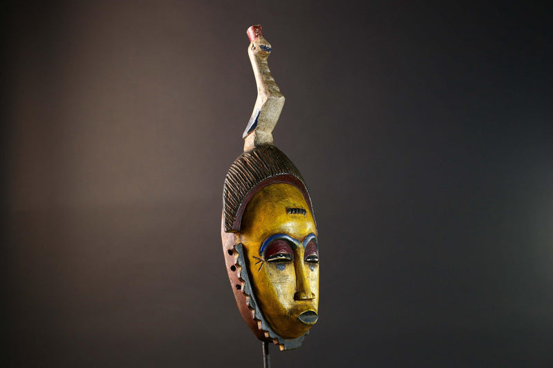 African Guro wooden Mask Tribal Face Home Decor Sculpture Vintage Wall Art Gift Hand Carved Authentic Cultural Ornamental-G5744