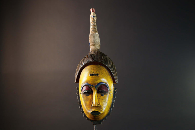 African Guro wooden Mask Tribal Face Home Decor Sculpture Vintage Wall Art Gift Hand Carved Authentic Cultural Ornamental-G5744