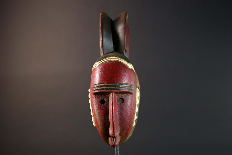 African tribal mask wall decor home decor gift sculpture authentic Baule headdress vintage art ceremonial craftsmanship display pc-G5745