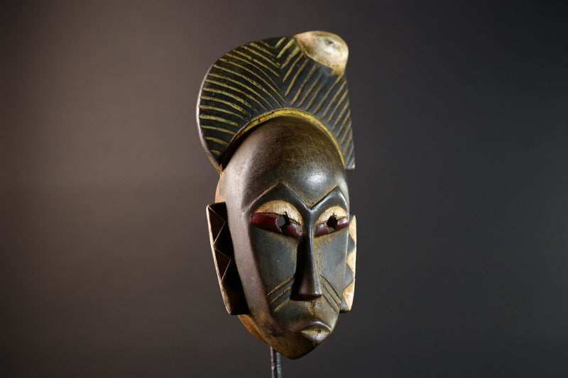 African Guro wooden Mask Tribal Face Home Decor Sculpture Vintage Wall Art Gift Hand Carved Authentic Cultural Ornamental-G5746