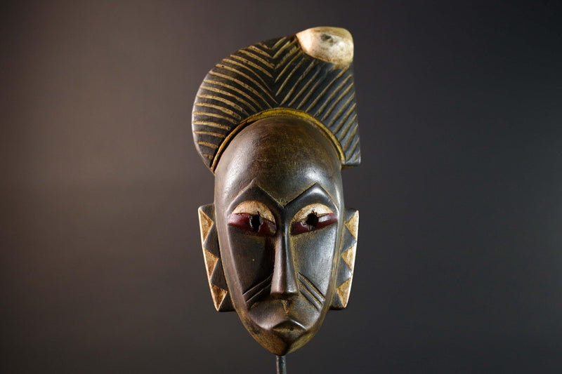 African Guro wooden Mask Tribal Face Home Decor Sculpture Vintage Wall Art Gift Hand Carved Authentic Cultural Ornamental-G5746