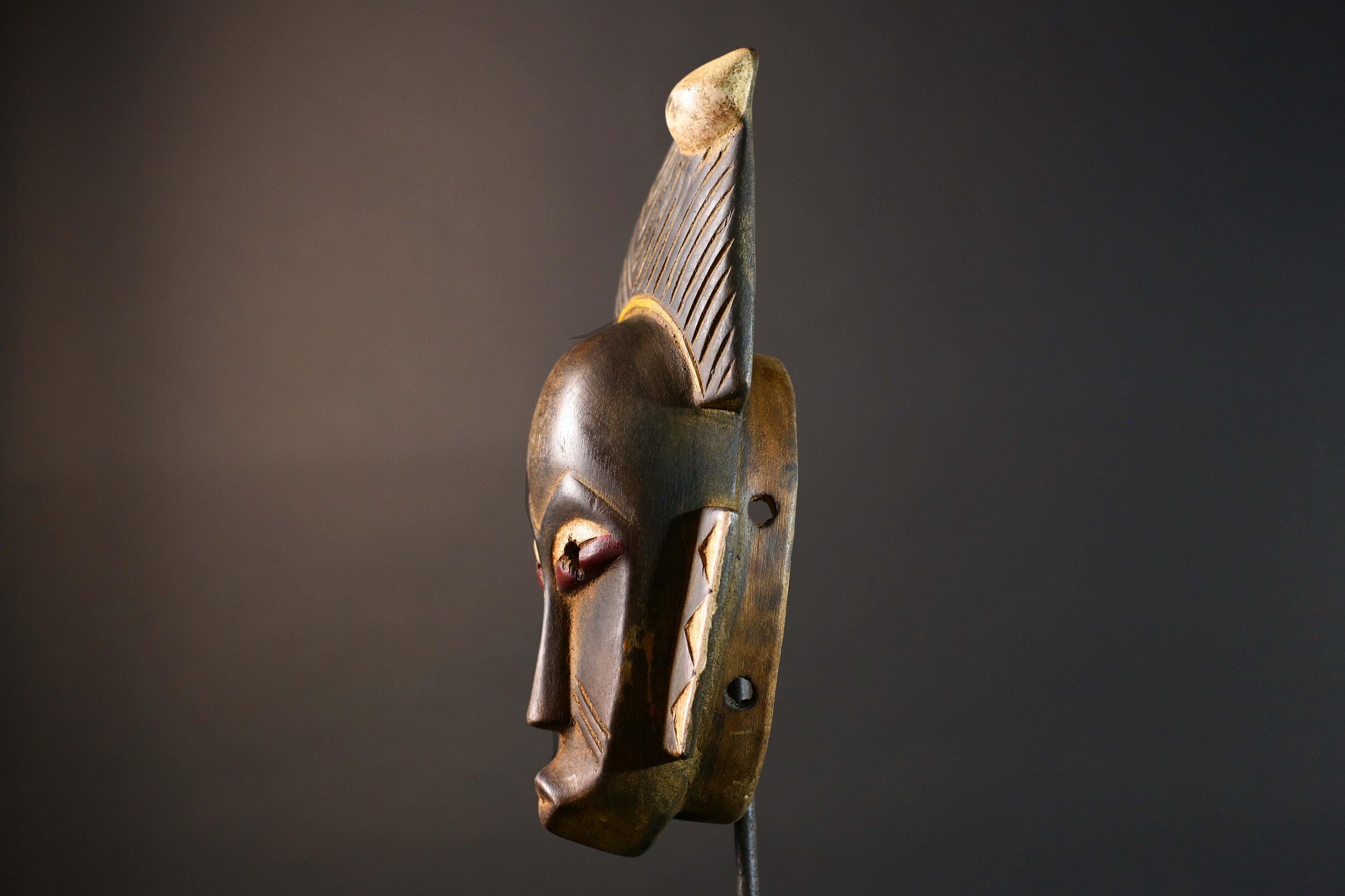 African Guro wooden Mask Tribal Face Home Decor Sculpture Vintage Wall Art Gift Hand Carved Authentic Cultural Ornamental-G5746