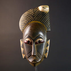 African Guro wooden Mask Tribal Face Home Decor Sculpture Vintage Wall Art Gift Hand Carved Authentic Cultural Ornamental-G5746