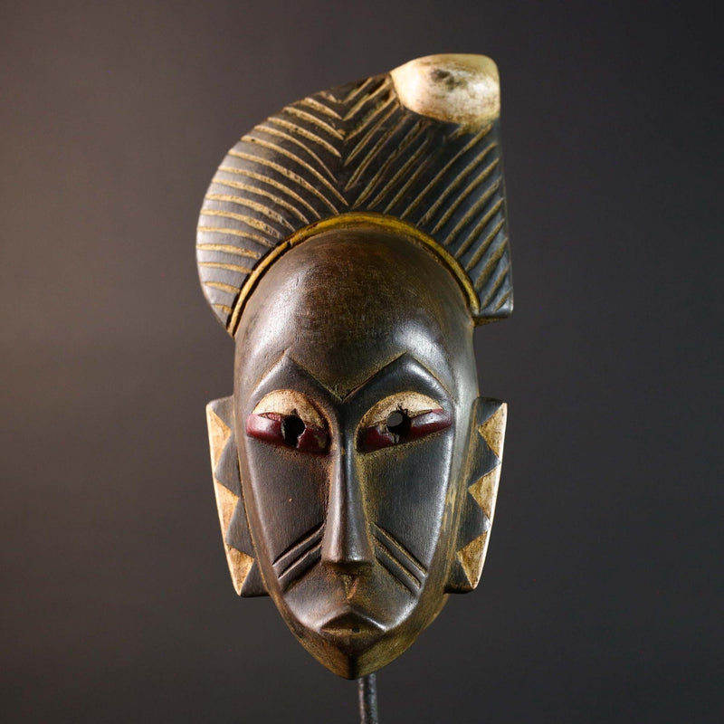 African Guro wooden Mask Tribal Face Home Decor Sculpture Vintage Wall Art Gift Hand Carved Authentic Cultural Ornamental-G5746