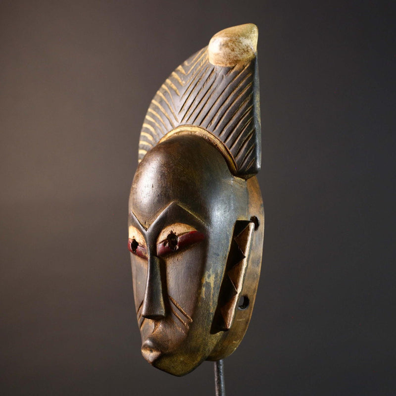 African Guro wooden Mask Tribal Face Home Decor Sculpture Vintage Wall Art Gift Hand Carved Authentic Cultural Ornamental-G5746