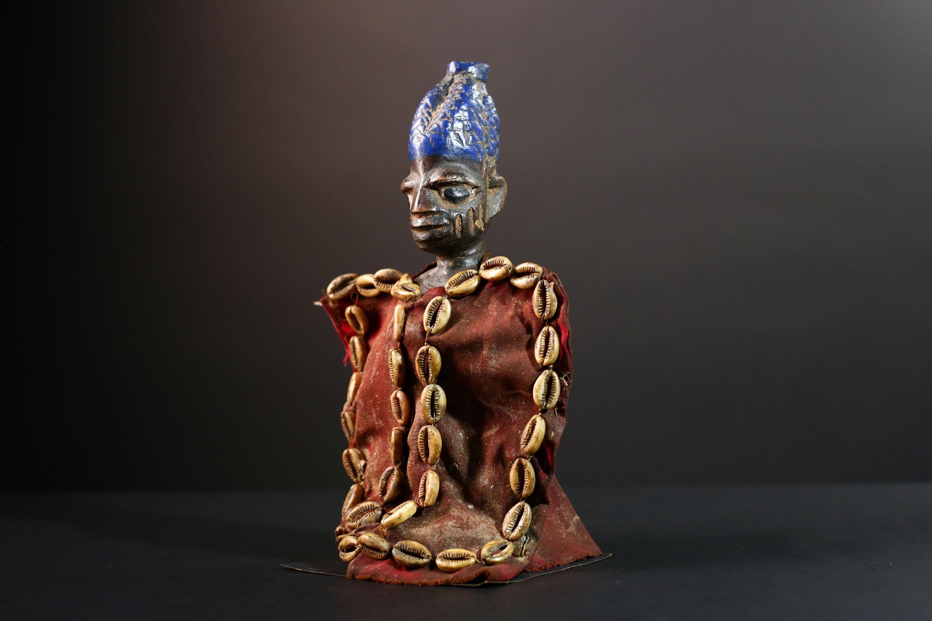 Authentic Kongo Power Figure Carved Wood Minkisi Nkisi Sculpture African Tribal Ritual Decor Collectible Ivory Coast Wall Hanging-G5656