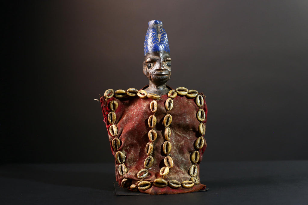 Authentic Kongo Power Figure Carved Wood Minkisi Nkisi Sculpture African Tribal Ritual Decor Collectible Ivory Coast Wall Hanging-G5656