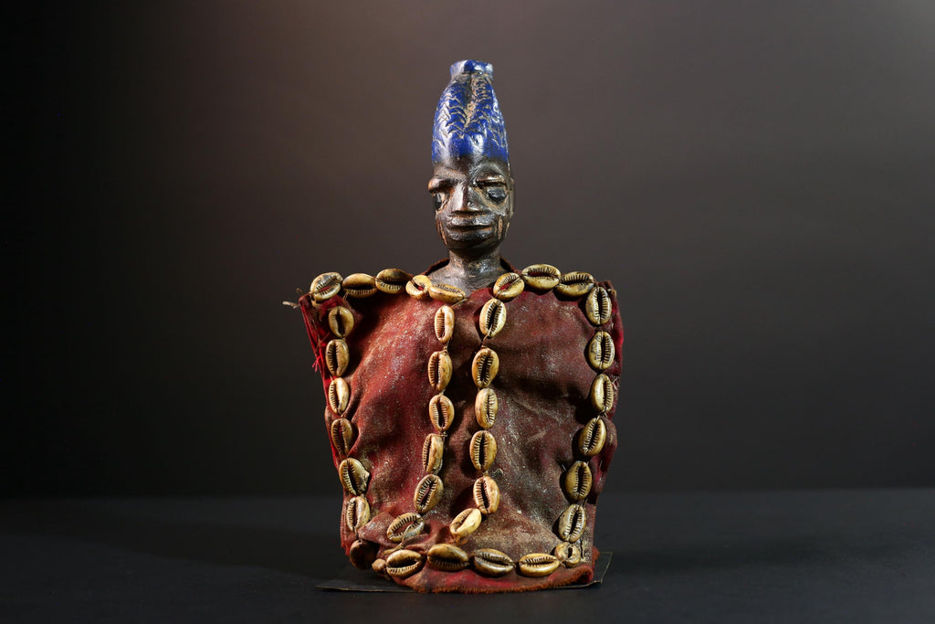 Authentic Kongo Power Figure Carved Wood Minkisi Nkisi Sculpture African Tribal Ritual Decor Collectible Ivory Coast Wall Hanging-G5656