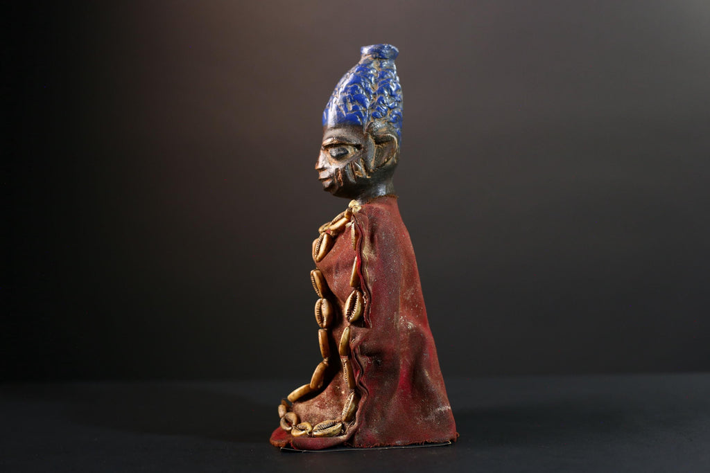Authentic Kongo Power Figure Carved Wood Minkisi Nkisi Sculpture African Tribal Ritual Decor Collectible Ivory Coast Wall Hanging-G5656
