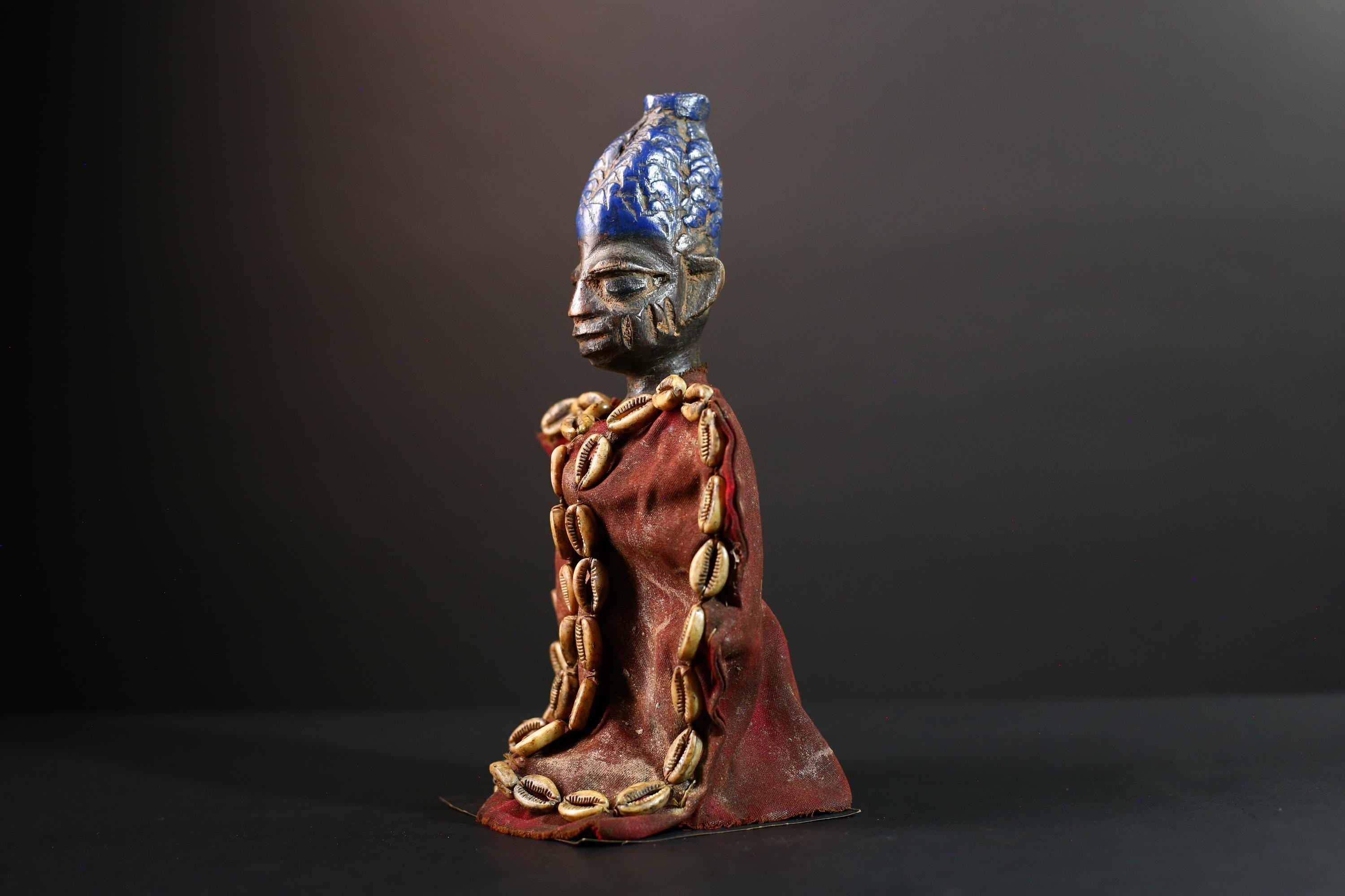 Authentic Kongo Power Figure Carved Wood Minkisi Nkisi Sculpture African Tribal Ritual Decor Collectible Ivory Coast Wall Hanging-G5656