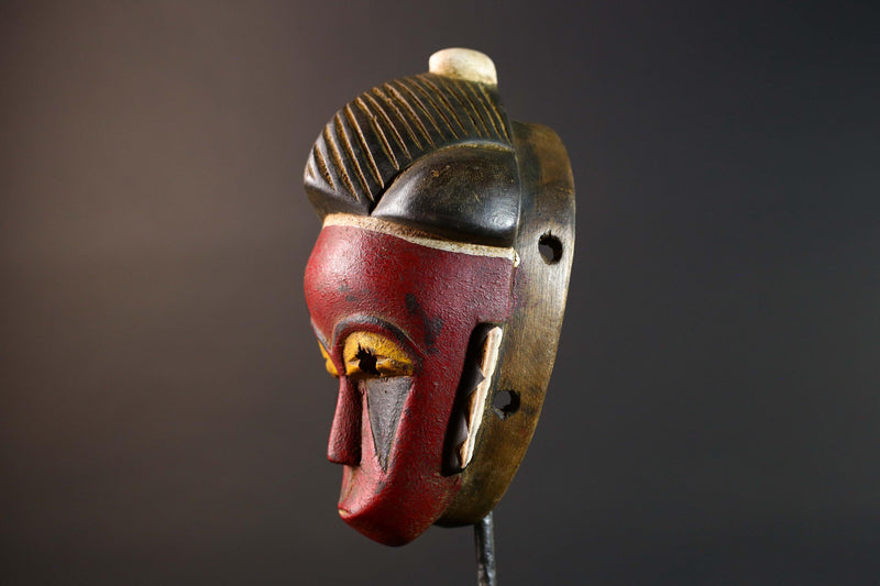 Guro Mask Handcarved Tribal Wall Art Decor Vintage Ethnic Wood Sculpture Home Accent Collectible Museum Authentic African Heritage-G5750