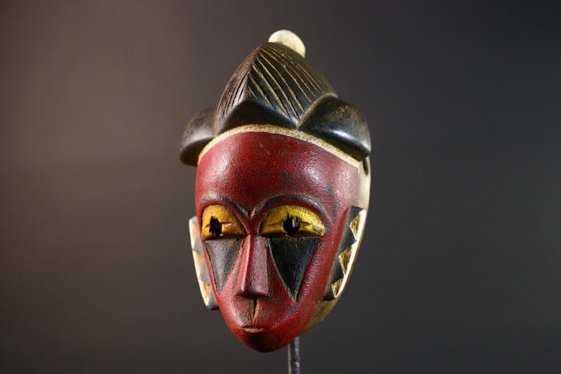 Guro Mask Handcarved Tribal Wall Art Decor Vintage Ethnic Wood Sculpture Home Accent Collectible Museum Authentic African Heritage-G5750