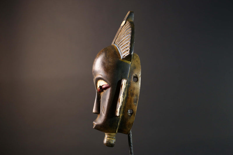 Guro Mask Handcarved Tribal Wall Art Decor Vintage Ethnic Wood Sculpture Home Accent Collectible Museum Authentic African Heritage-G5751