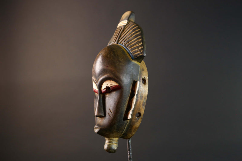 Guro Mask Handcarved Tribal Wall Art Decor Vintage Ethnic Wood Sculpture Home Accent Collectible Museum Authentic African Heritage-G5751