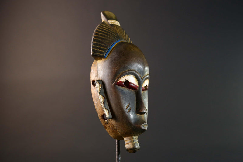 Guro Mask Handcarved Tribal Wall Art Decor Vintage Ethnic Wood Sculpture Home Accent Collectible Museum Authentic African Heritage-G5751