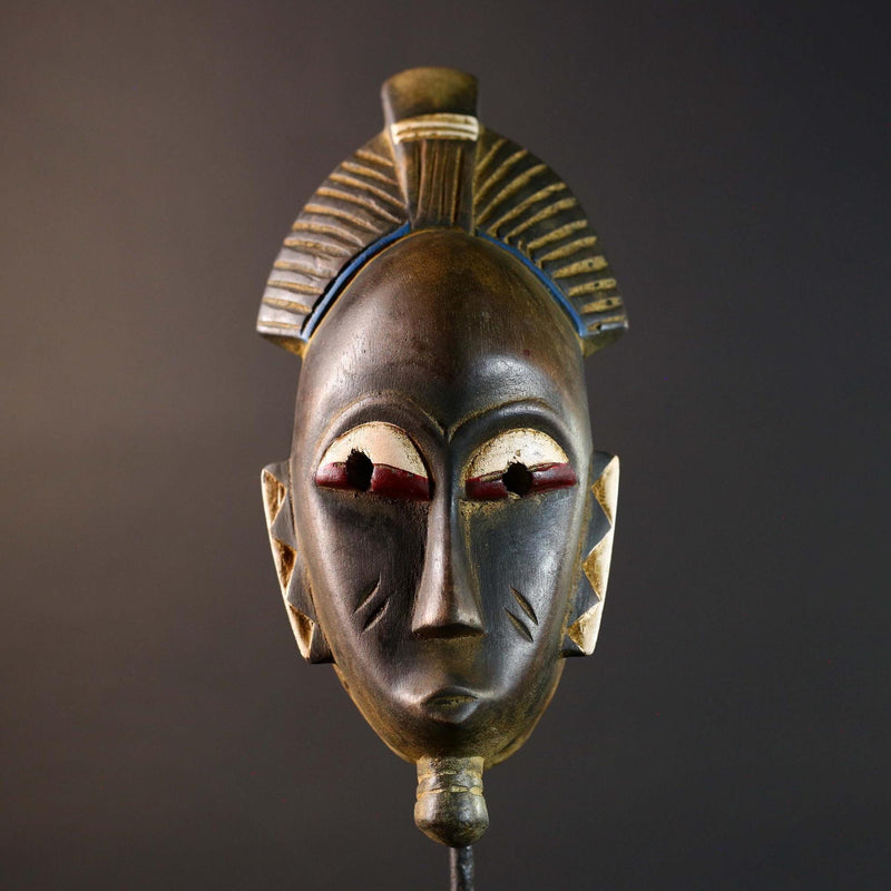 Guro Mask Handcarved Tribal Wall Art Decor Vintage Ethnic Wood Sculpture Home Accent Collectible Museum Authentic African Heritage-G5751