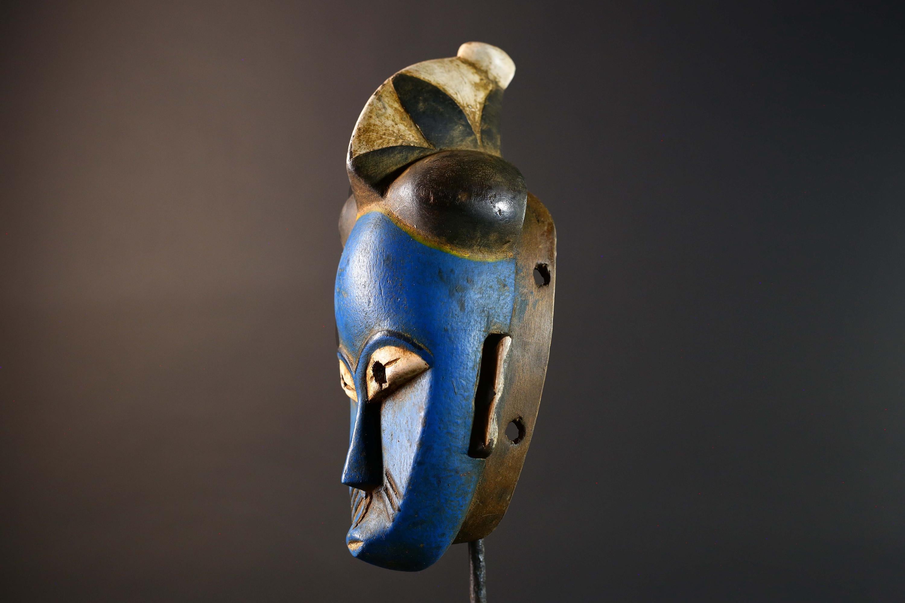 African Guro Mask Carved Wood Tribal Vintage Home Decor Art Wall Sculpture Handcrafted Unique Gift Accent Collectible Decorative-G5752