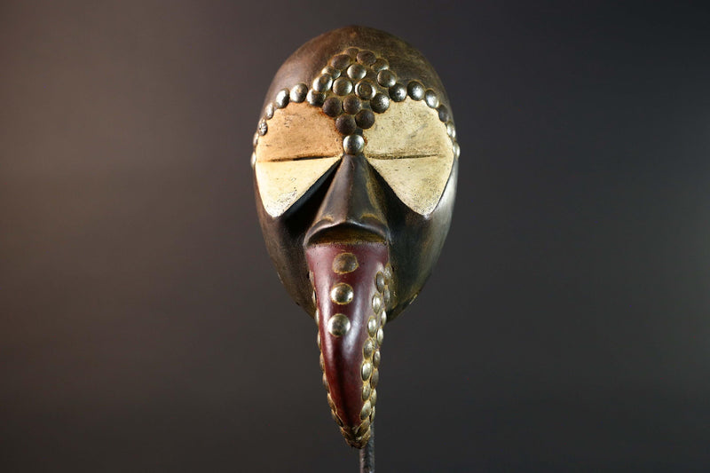African Dan Bird Mask Carved Wood Tribal Face Art Home Decor Wall Sculpture Vintage Collectible Unique Gift Accent Made Collectible-G5754