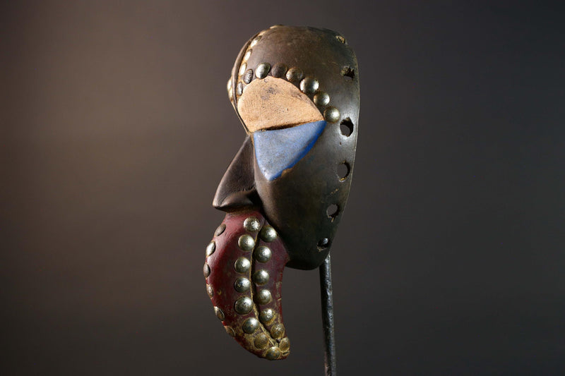 African Dan Bird Mask Carved Wood Tribal Face Wall Art Home Decor Vintage Collectible Unique Gift Accent Sculpture Artisan Made-G5755