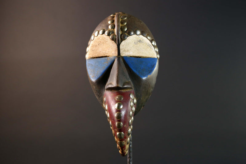 African Dan Bird Mask Carved Wood Tribal Face Wall Art Home Decor Vintage Collectible Unique Gift Accent Sculpture Artisan Made-G5755