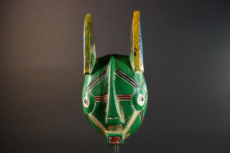 West African mask Bwa Bobo painted wood carving tribal wall decor Burkina Faso art collectible home accent folk tribal sculpture G5677