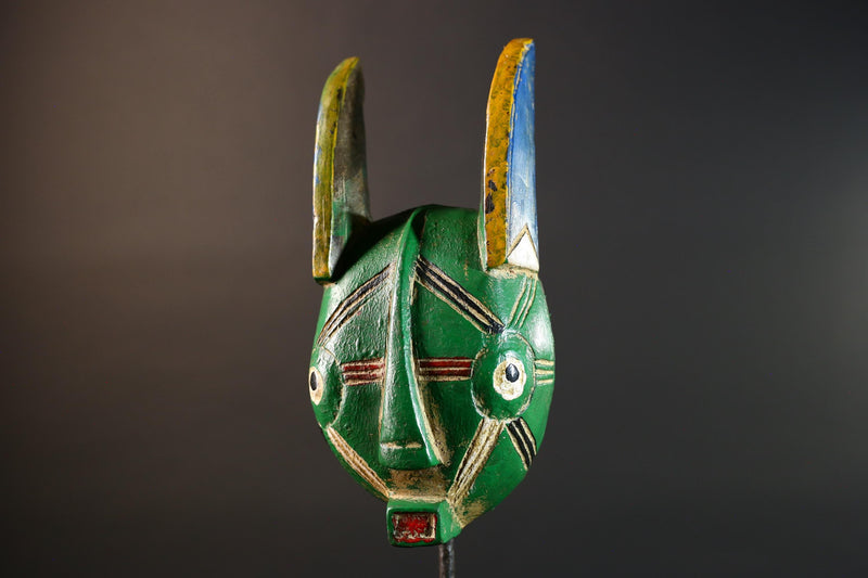 West African mask Bwa Bobo painted wood carving tribal wall decor Burkina Faso art collectible home accent folk tribal sculpture G5677