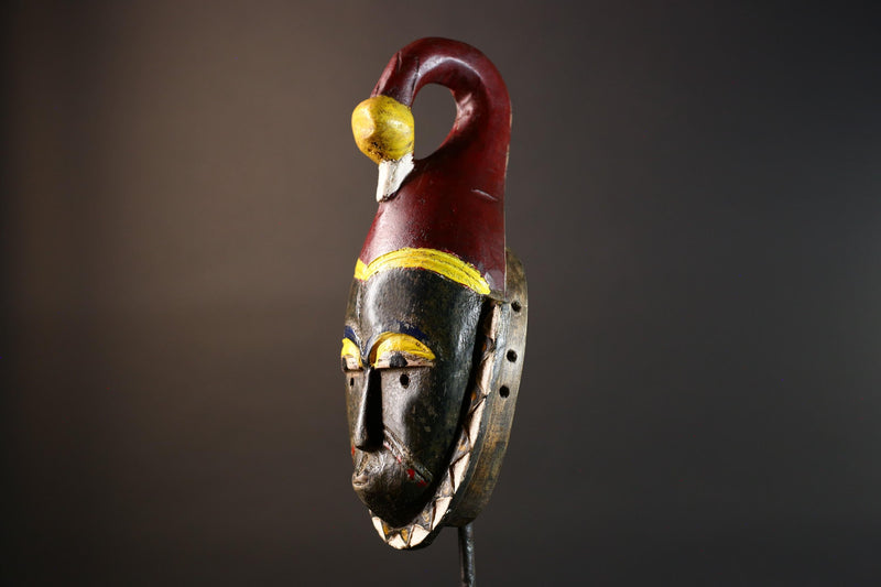 African Guro Mask Carved Wood Tribal Face Western Africa Ritual Art Decor Unique Handmade Collectible Ethnic Walls Home Sculpture-G5679