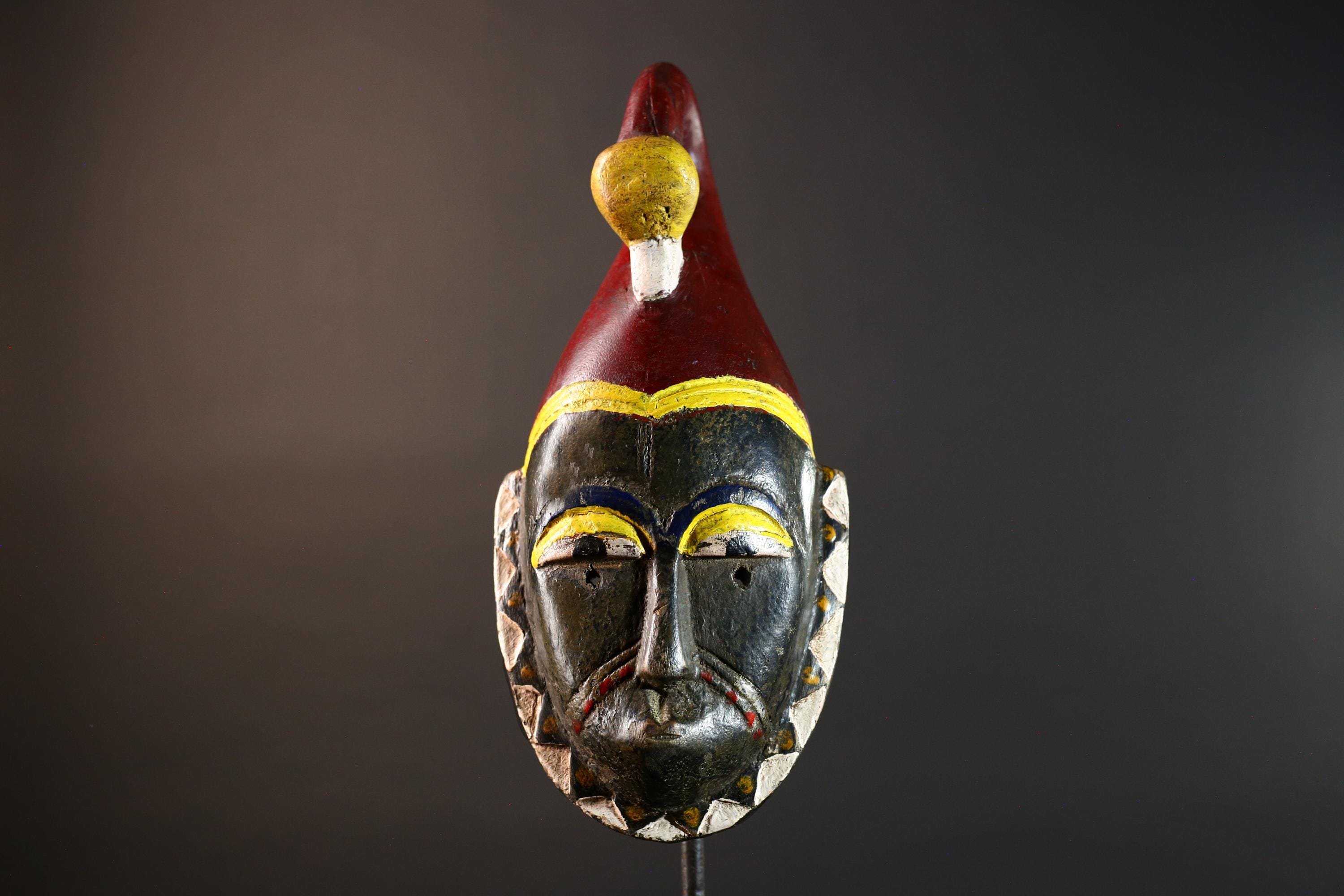 African Guro Mask Carved Wood Tribal Face Western Africa Ritual Art Decor Unique Handmade Collectible Ethnic Walls Home Sculpture-G5679