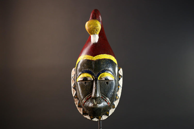 African Guro Mask Carved Wood Tribal Face Western Africa Ritual Art Decor Unique Handmade Collectible Ethnic Walls Home Sculpture-G5679