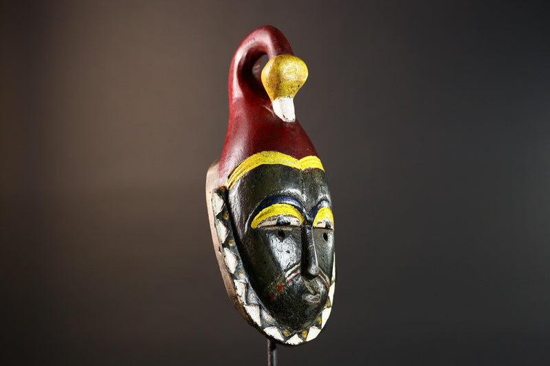 African Guro Mask Carved Wood Tribal Face Western Africa Ritual Art Decor Unique Handmade Collectible Ethnic Walls Home Sculpture-G5679